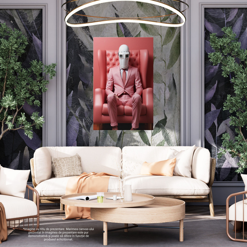 Tablou Canvas Bărbat cu Mască Albă în Fotoliu | Pictură Digitală, Marime 40x25CM [4]