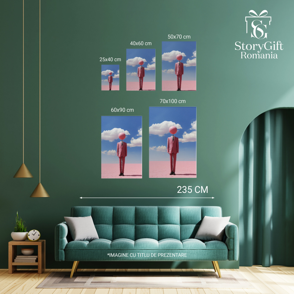 Tablou Canvas cu Costum Roz în Pustietate sub Cer Senin, Marime 40x25CM [3]