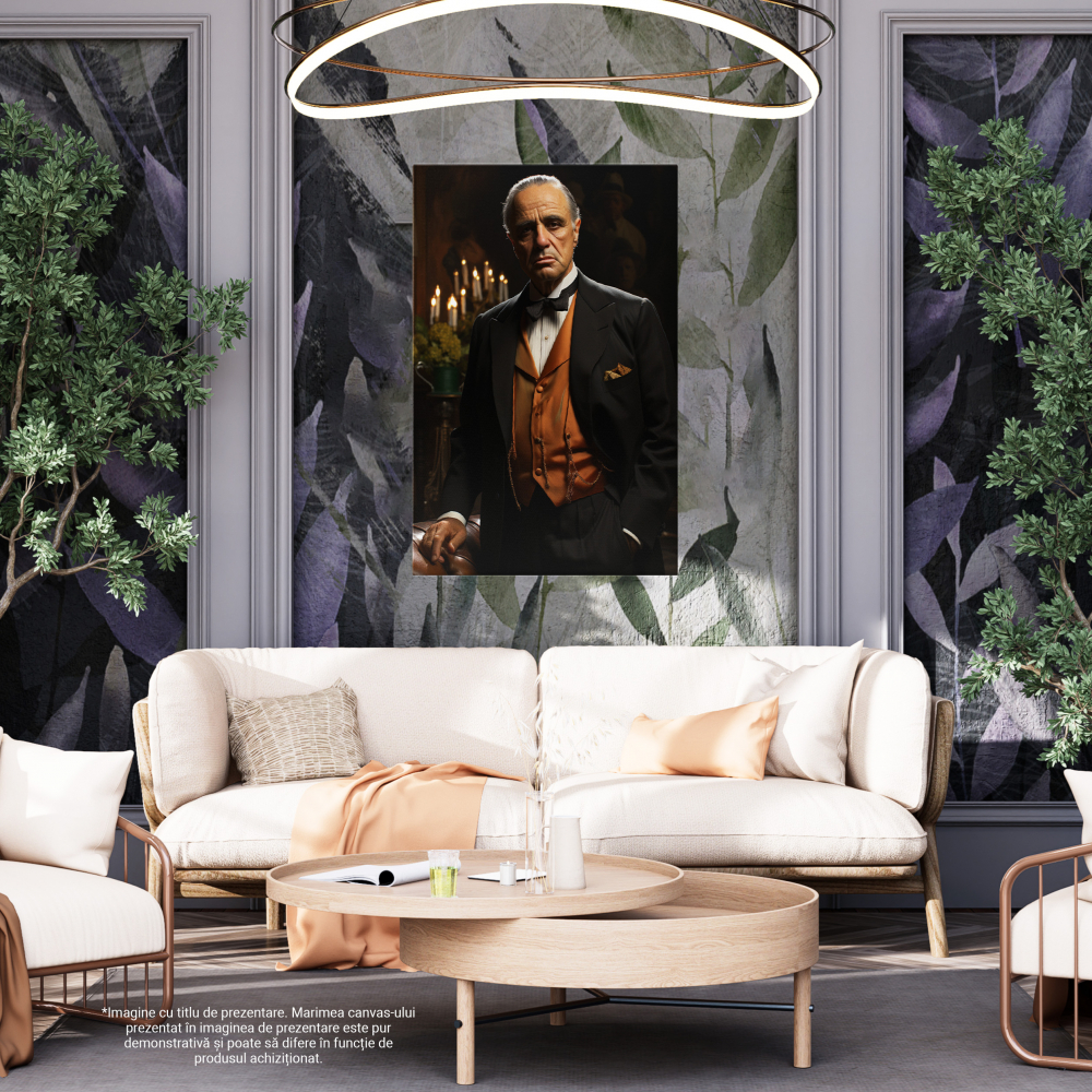 Tablou Canvas:  Fotografie cu un mafiot batran - capul mafiei godfather Pictura Digitala 100x70CM [4]