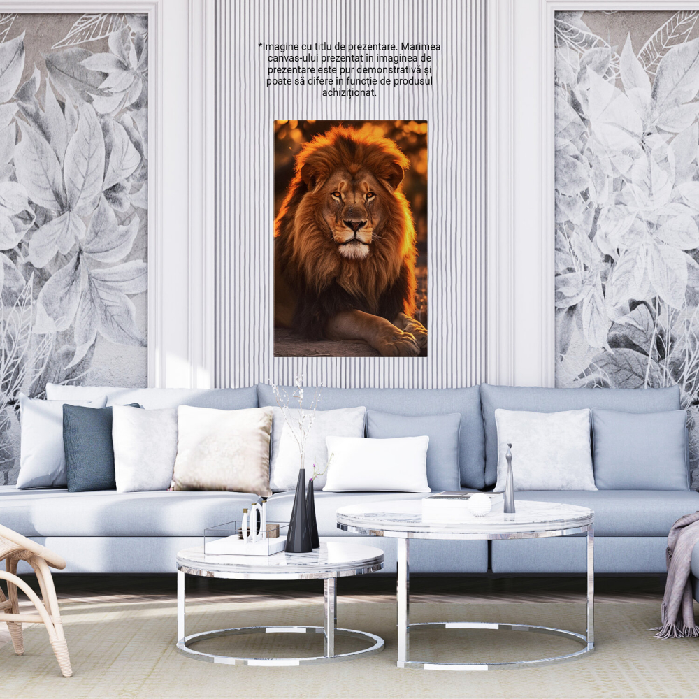 Tablou Canvas Leu Relaxat - Regele Junglei | Pictură Digitală, Marime 40x25CM [4]