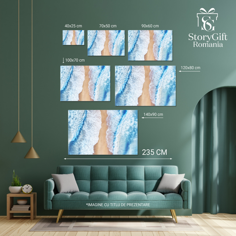 Vedere de Sus la Plaja și Mare: Peisaj de Vară Idilic, Marime 40x25CM [4]