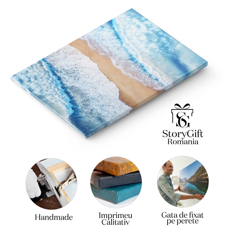 Vedere de Sus la Plaja și Mare: Peisaj de Vară Idilic, Marime 40x25CM [2]