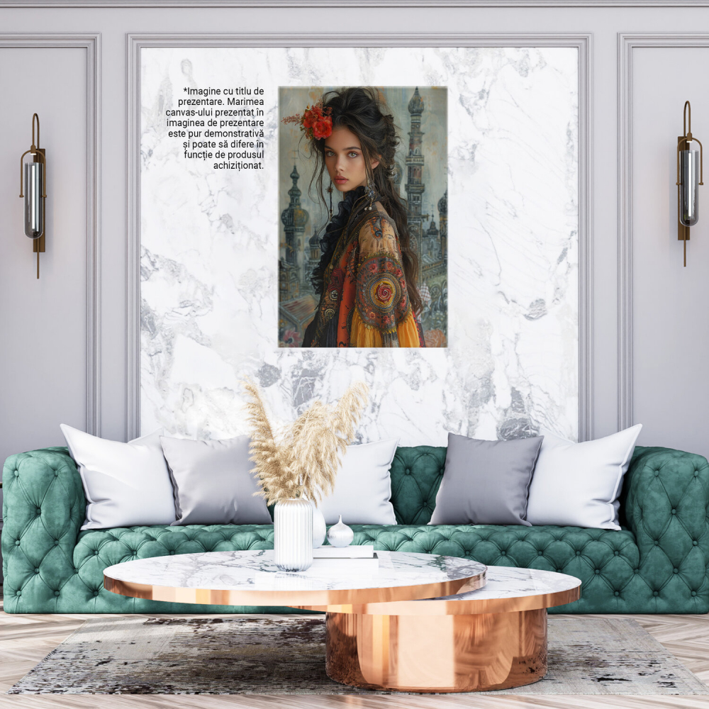 Tânără cu Flori în Păr și Cercei - Pictură Digitală, Marime 40x25CM [3]
