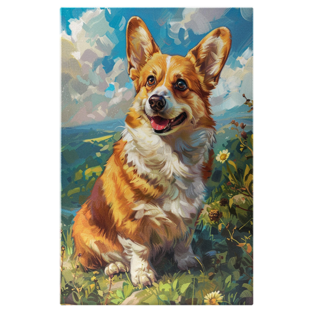 Cățeluș Fericit cu Ochii Mari în Aer Liber - Tablou Canvas, Marime 40x25CM [1]