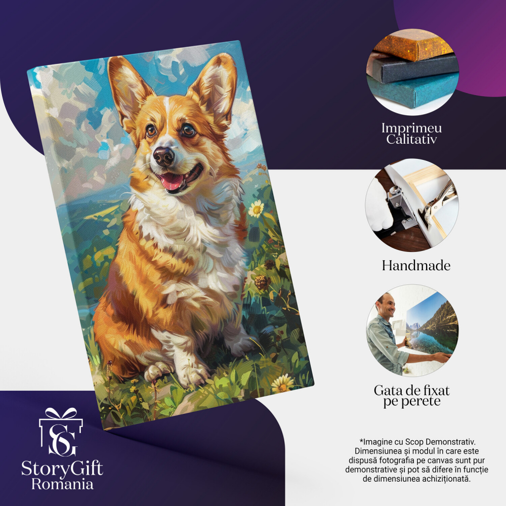 Cățeluș Fericit cu Ochii Mari în Aer Liber - Tablou Canvas, Marime 40x25CM [2]