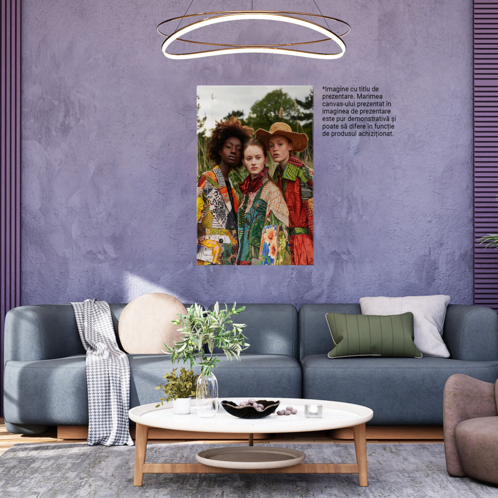 Tablou Canvas - Frumusețe în Culori: Natură și Fete cu Fundal Verde, Marime 60x40CM [3]