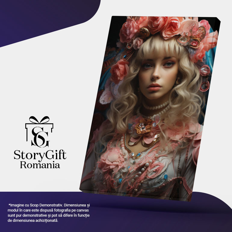 Tablou Canvas: Frumusete in haine stridenteBlond,  Lucrari de arta, Barbie, Flori taiate, intuneric, Papusa Pictura Digitala 40x25CM [5]
