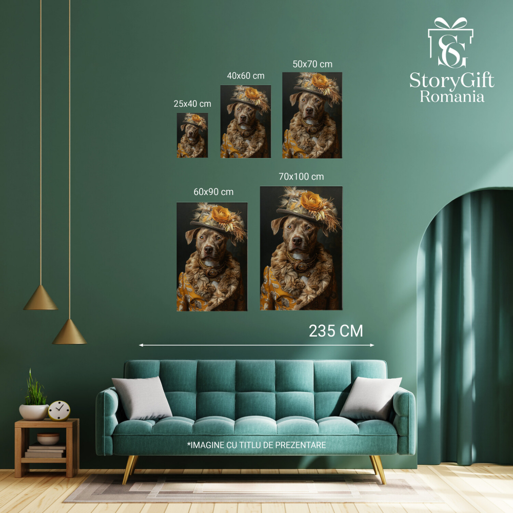 Frumusețea Animalică a Câinelui în Strălucirea Serii - Pictură Digitală cu Zgarda cu Perlă, Marime 40x25CM [3]