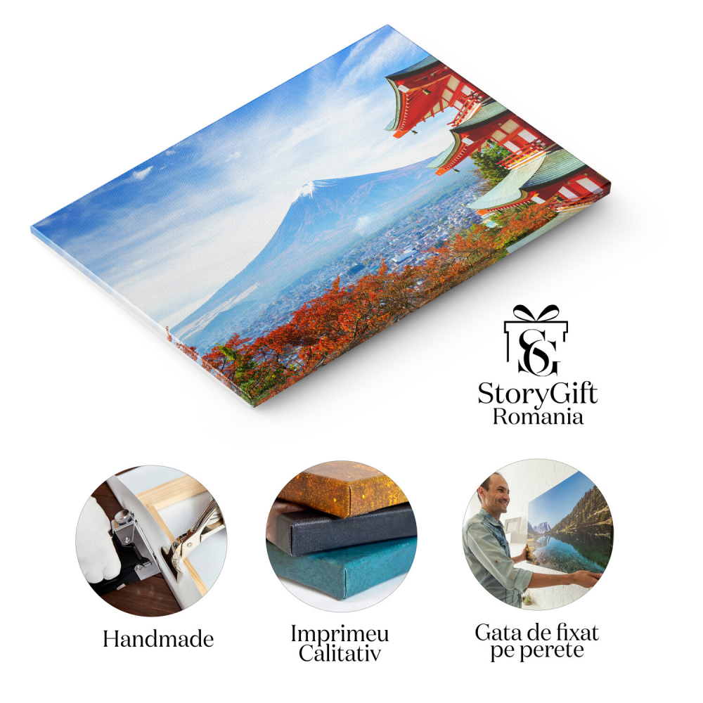 Tablou Canvas: Frumusețea Pagodei Arakura – Landmark din Fujiyoshida, Marime 40x25CM [2]