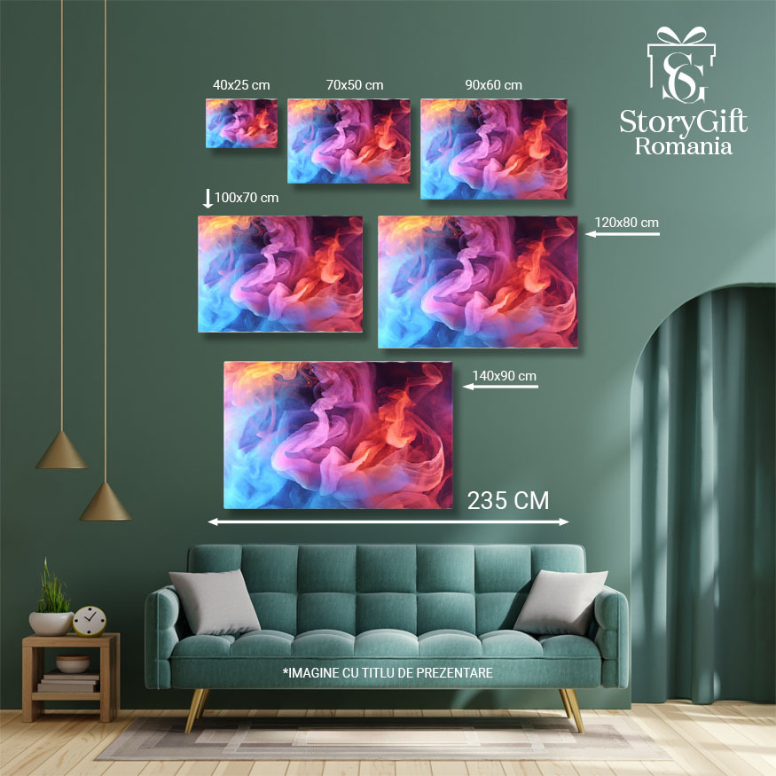 Tablou Canvas: Fum în lumină colorată - Fum dens colorat cu albastru și roșu 40x25CM [5]