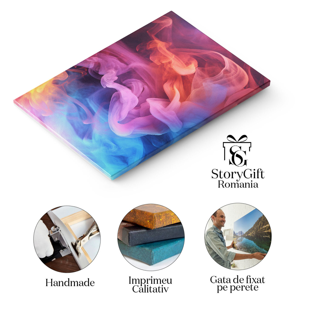 Tablou Canvas: Fum în lumină colorată - Fum dens colorat cu albastru și roșu 40x25CM [2]