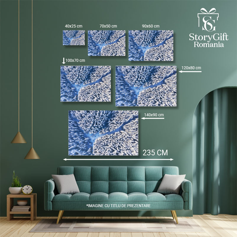 Tablou Canvas Fundal de Iarna cu Padurea Vazuta de Sus, iarna, padure, natura, zapada, fundal 5159 40x25CM [5]