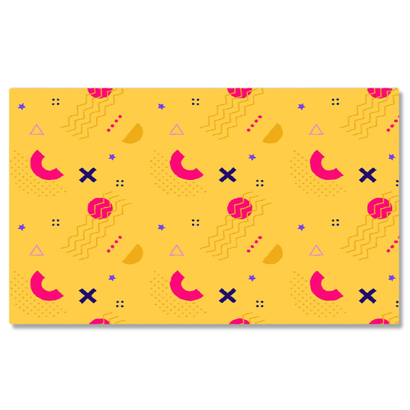 Tablou canvas galben cu forme geometrice, stele, puncte, cerc, multicolor 40x25CM [1]