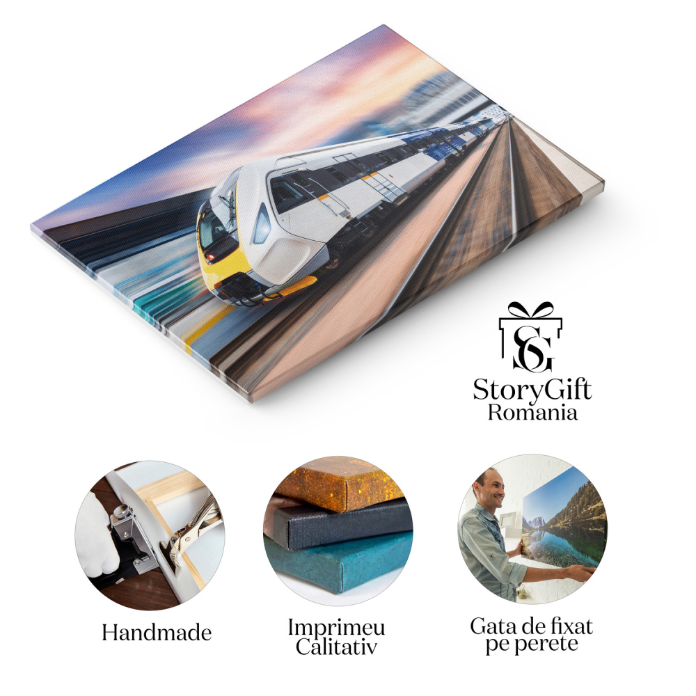 Gara în Mișcare pe Timp de Zi - O Evocare a Vitezei, Marime 40x25CM [2]