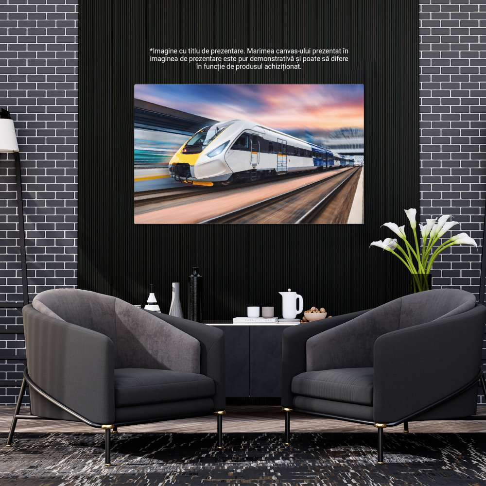 Gara în Mișcare pe Timp de Zi - O Evocare a Vitezei, Marime 40x25CM [3]