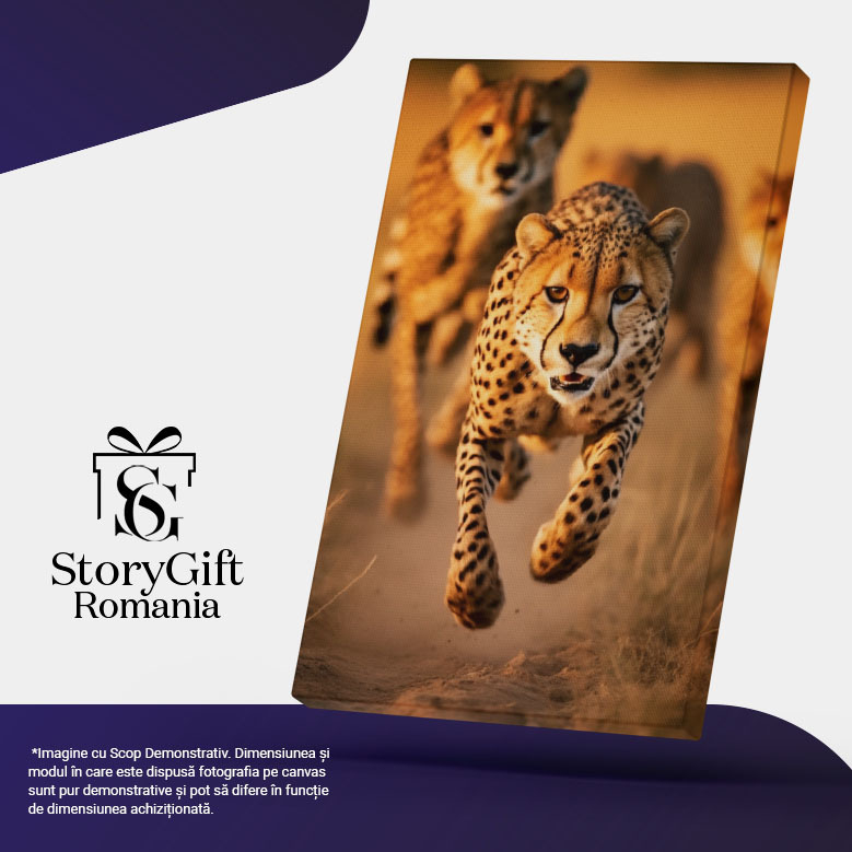 Tablou Canvas:  Gheparzi care alearga in salbaticie - viteza animale Pictura Digitala 40x25CM [5]