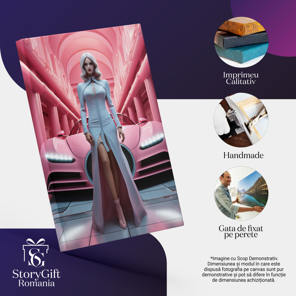 Tablou Canvas - Glamour și Adrenalină - O Prezență Strălucitoare în Fața Bolidului de Lux, Marime 40x25CM [2]