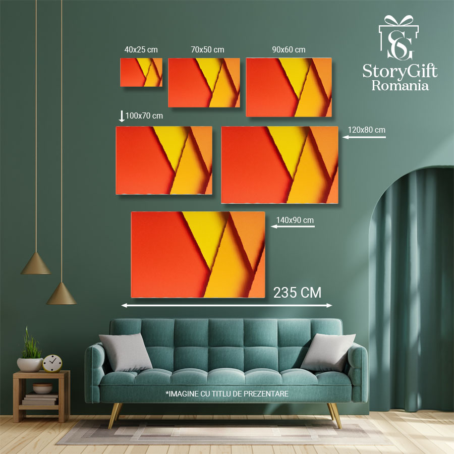 Tablou Canvas - Grafica vibranta, design in nuante calde, stil contemporan: color, pastel, art, collage 40x25CM [5]