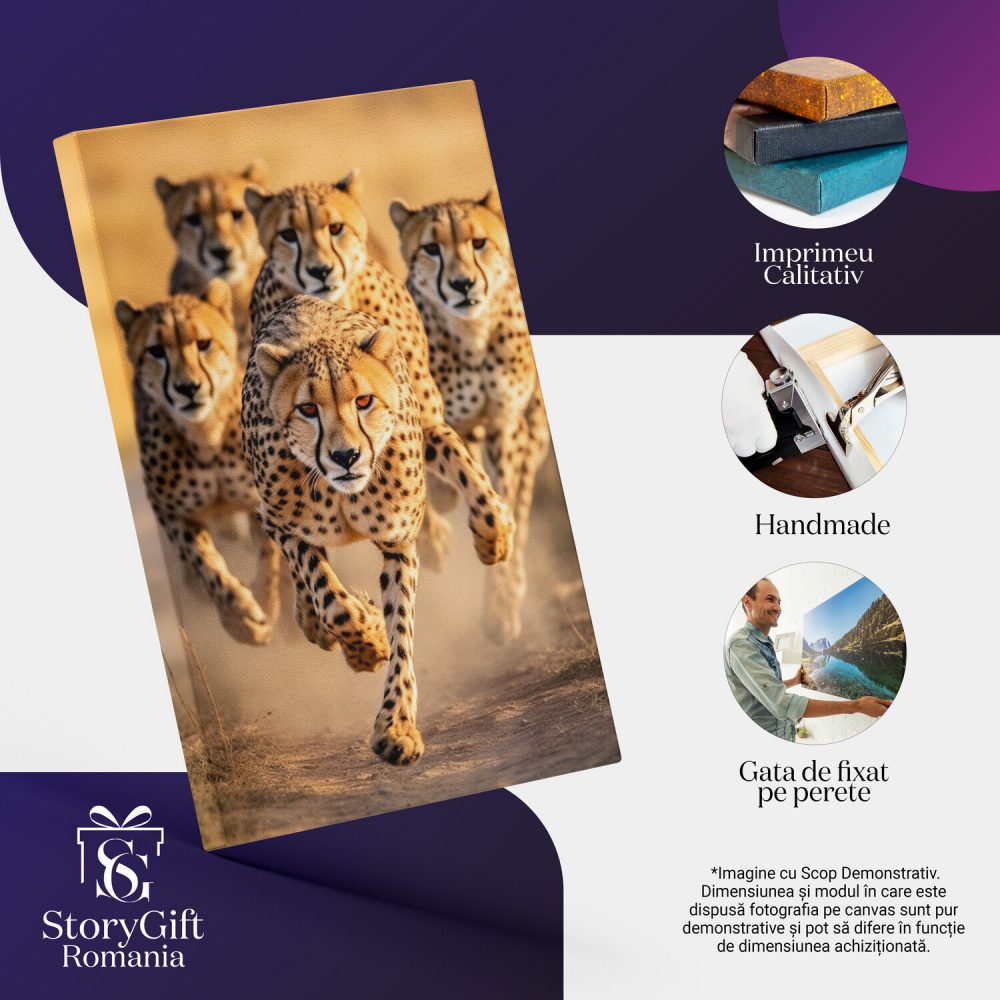 Grup de Gheparzi care Aleargă - Viteza Sălbatică - Pictură Digitală, Marime 40x25CM [2]