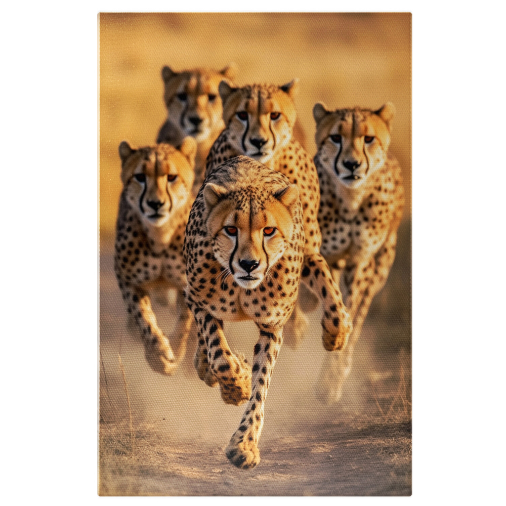 Grup de Gheparzi care Aleargă - Viteza Sălbatică - Pictură Digitală, Marime 40x25CM [1]