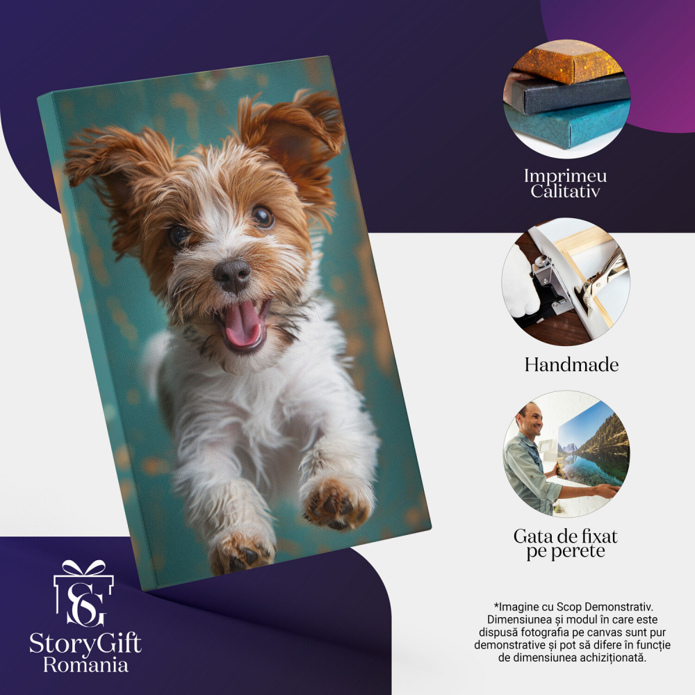 Cățel Fericit cu Ochii Căprui și Nasul Mic - Pictură Digitală, Marime 40x25CM [2]