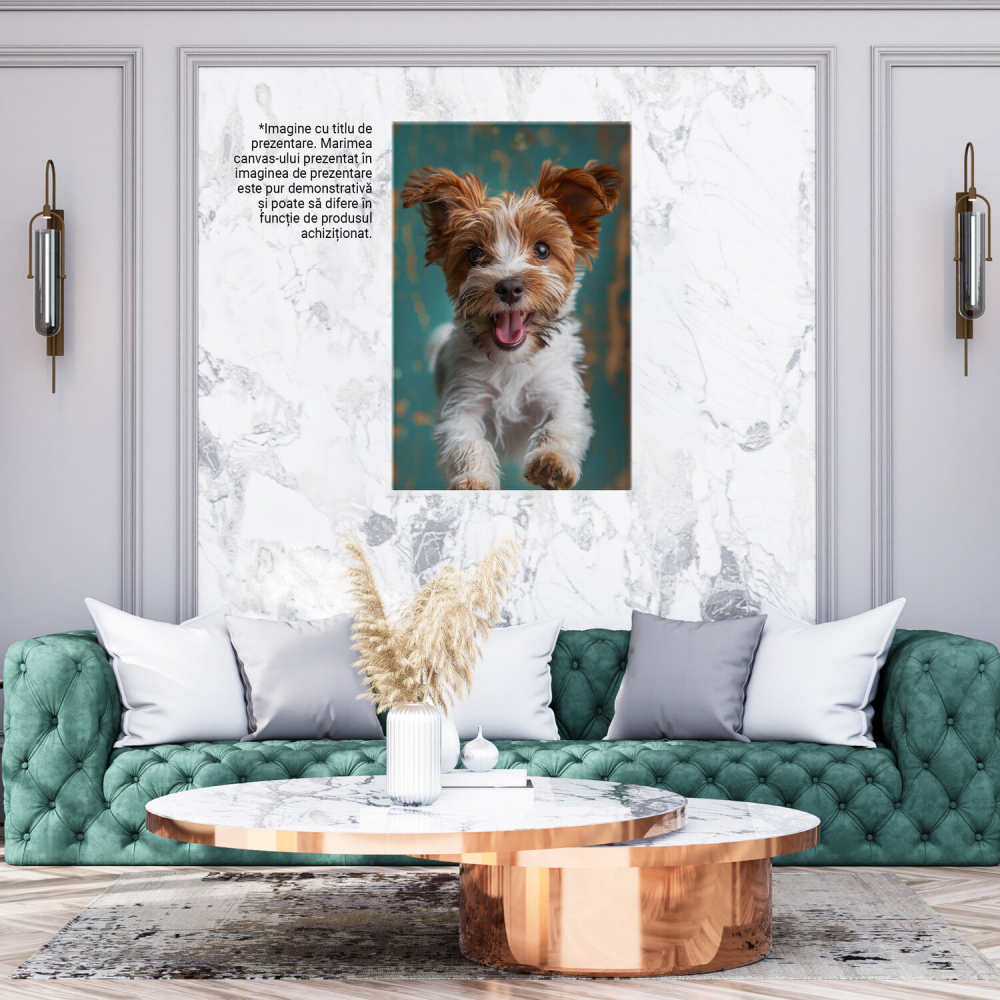 Cățel Fericit cu Ochii Căprui și Nasul Mic - Pictură Digitală, Marime 40x25CM [3]