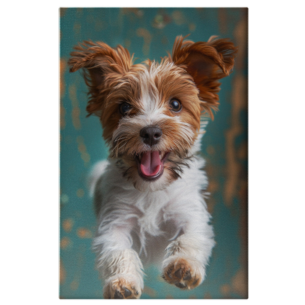 Cățel Fericit cu Ochii Căprui și Nasul Mic - Pictură Digitală, Marime 40x25CM [1]