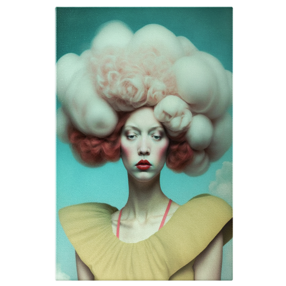 Tablou Canvas, High-end Portret Fata cu Peruca Galbena, Par scurt, Concept Imaginar, Fanart, Modern, Contemporan, High End, Arta si Pictura Digitala, 25x40 cm, Multicolor [1]