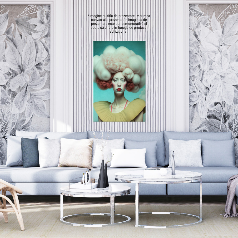 Tablou Canvas, High-end Portret Fata cu Peruca Galbena, Par scurt, Concept Imaginar, Fanart, Modern, Contemporan, High End, Arta si Pictura Digitala, 25x40 cm, Multicolor [3]