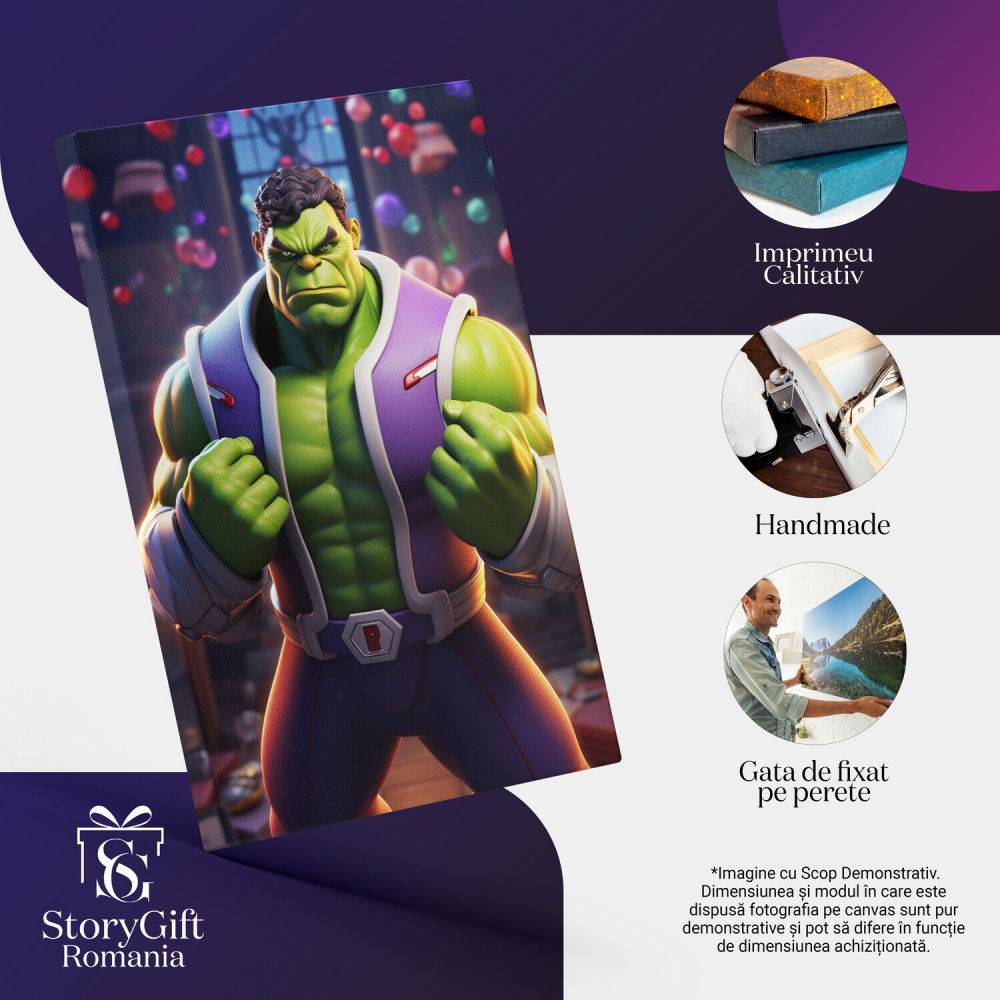 Hulk - Fiinta Verde cu Vesta Mov - Pictură Digitală, Marime 40x25CM [2]