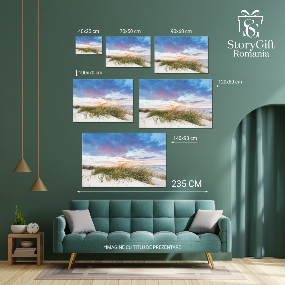 Tablou Canvas Iarba de Plaja pe Dunarea Baltica la Apus marea Baltica, dune, apus, natura, peisaj 100x70CM [4]