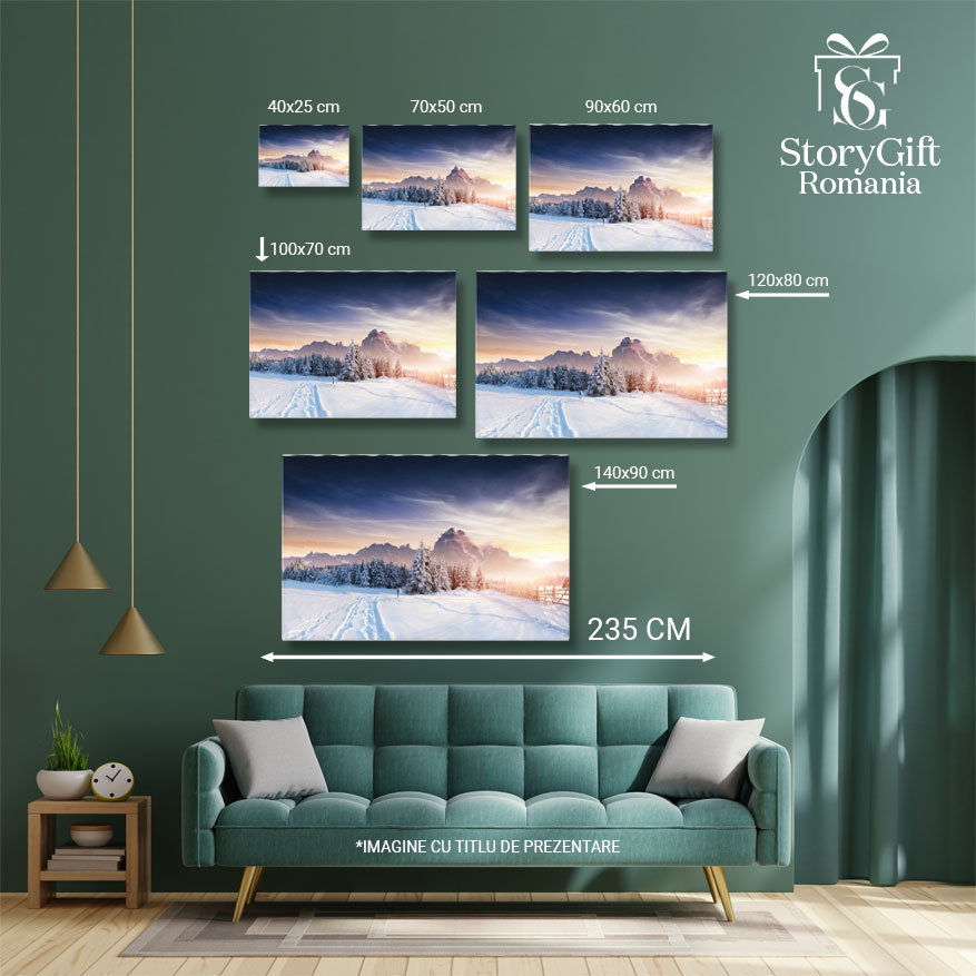 Tablou Canvas - Iarna in Muntii impaduriti - Drumuri Albe si Zapada in Toata Regula 40x25CM [5]
