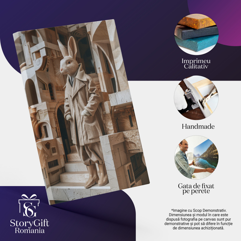 Iepure în Costum cu Palton și Ghete – Pictură Digitală, Marime 40x25CM [2]