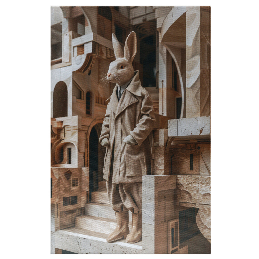 Iepure în Costum cu Palton și Ghete – Pictură Digitală, Marime 40x25CM [1]