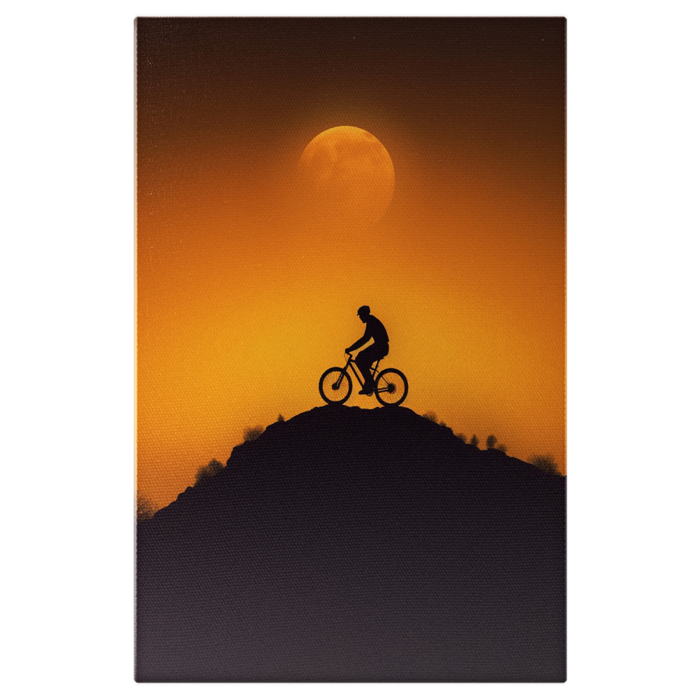 Ilustrație Biciclist la Apus de Soare pe Traseu Off-Road, Marime 40x25CM [1]