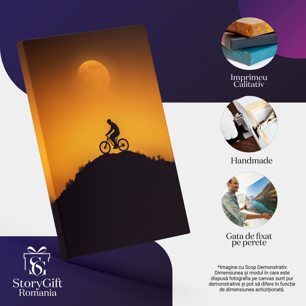 Ilustrație Biciclist la Apus de Soare pe Traseu Off-Road, Marime 40x25CM [2]