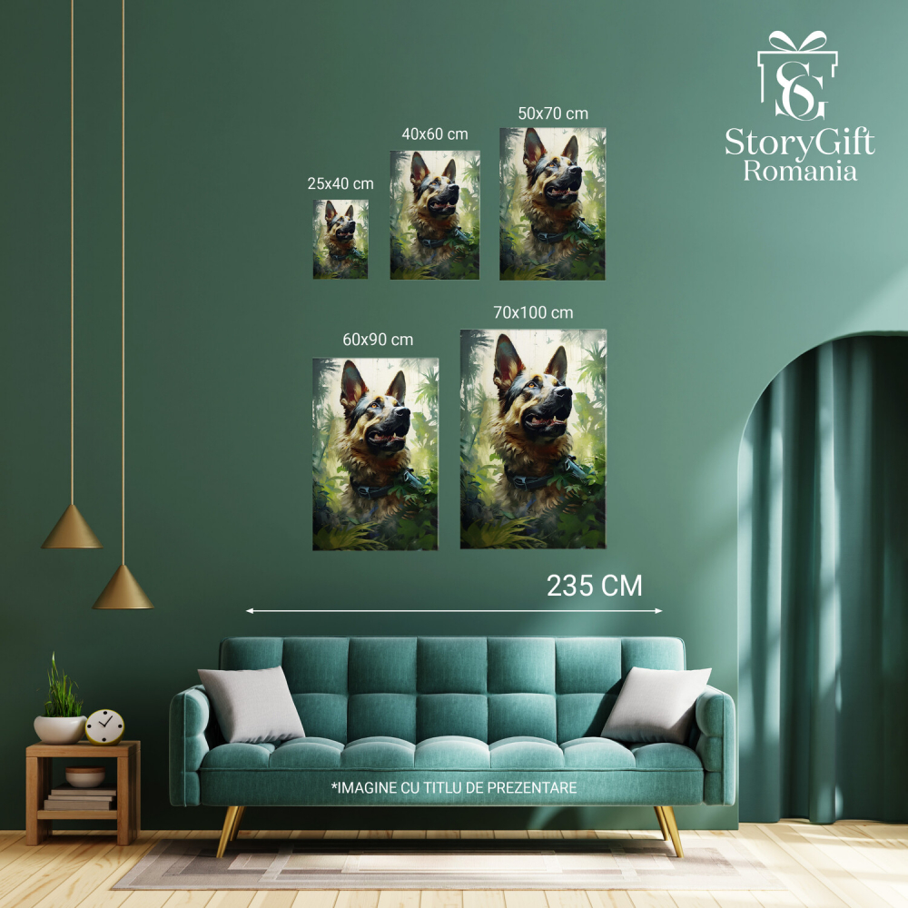 Tablou Canvas Câine Lup în Pădure | Pictură Digitală de Căutare, Marime 40x25CM [3]