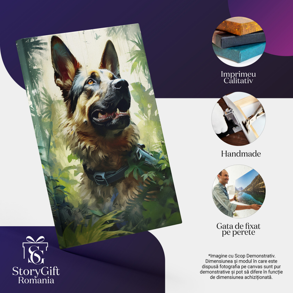 Tablou Canvas Câine Lup în Pădure | Pictură Digitală de Căutare, Marime 40x25CM [2]