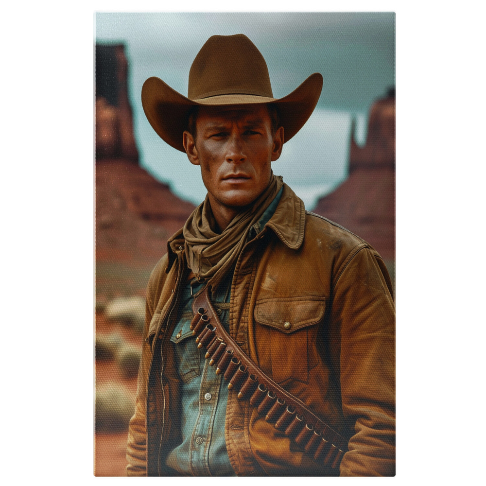 Cowboy în Peisaj Desetic - Fotografie Artistică și Tradiție Americană, Marime 40x25CM [1]