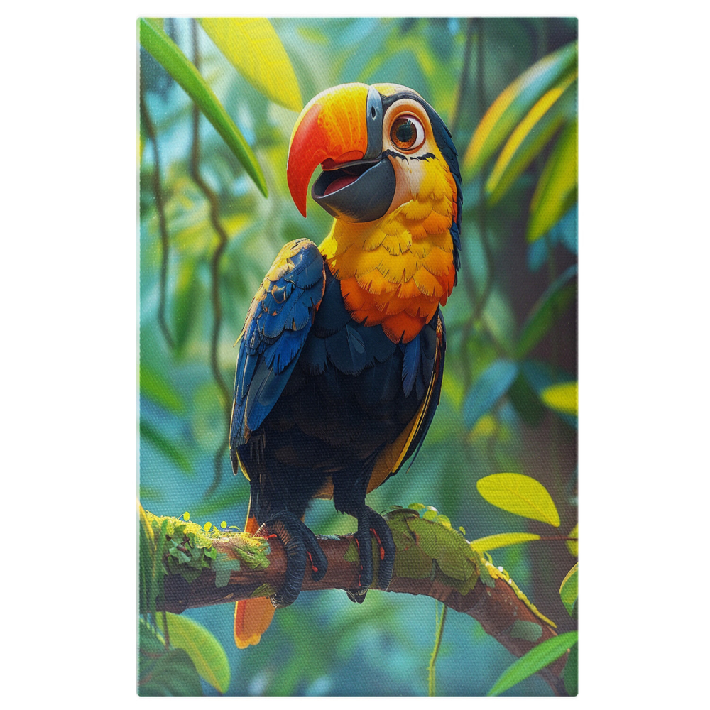 Papagal Colorat pe Ramură de Copac - Fotografie Artistică și Artă Digitală, Marime 40x25CM [1]