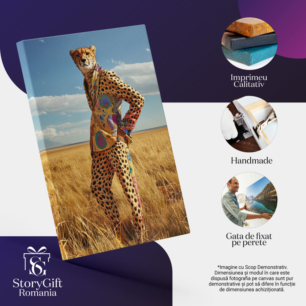 Leopard Elegant în Sacou Galben - Tablou Canvas Digital, Marime 40x25CM [2]