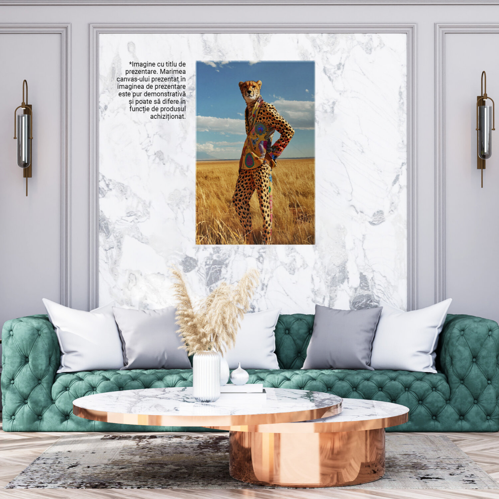 Leopard Elegant în Sacou Galben - Tablou Canvas Digital, Marime 40x25CM [3]