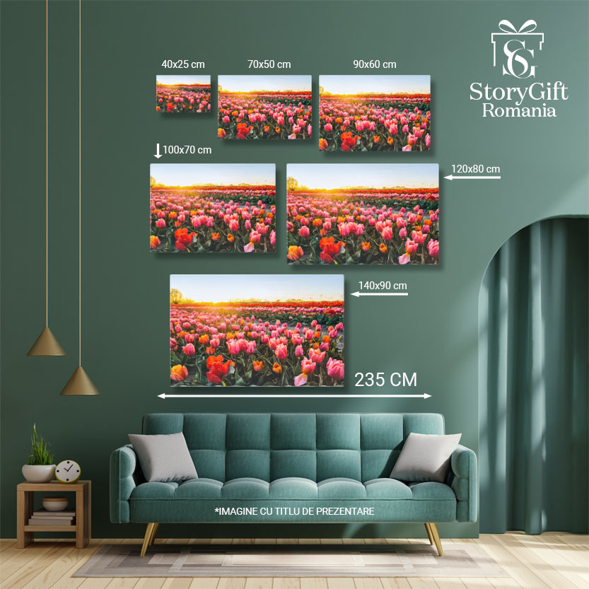 Tablou Canvas: Înfrumuse?area Prim?verii în Agricultur? - Câmpuri Înflorite la Apus în Natur?" 40x25CM [5]