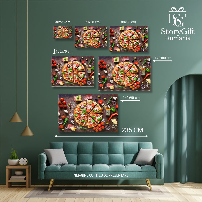 Tablou Canvas Ingrediente Pentru Pizza Italiana Condimente, 140x90cm [5]