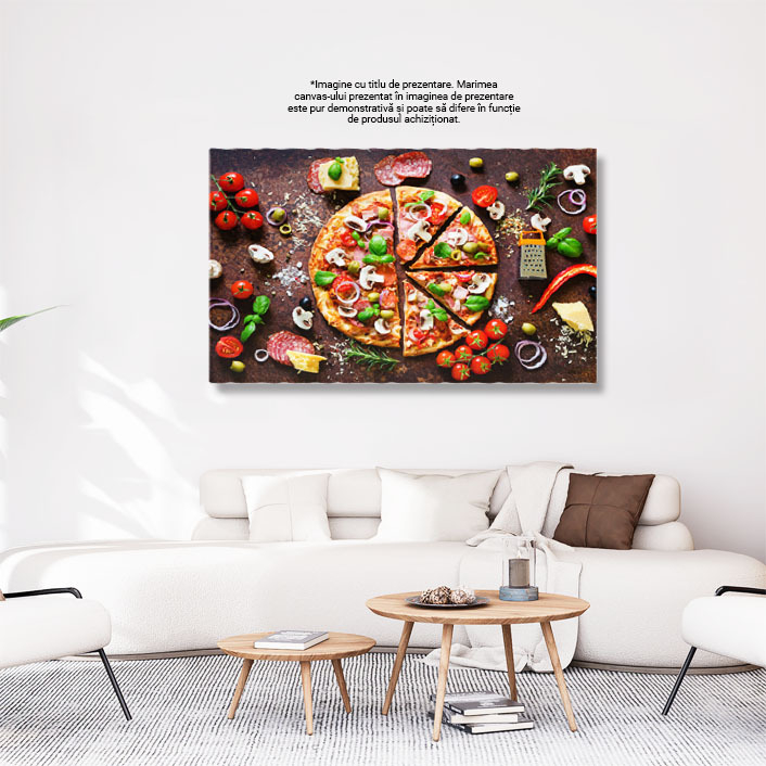 Tablou Canvas Ingrediente Pentru Pizza Italiana Condimente, 140x90cm [3]