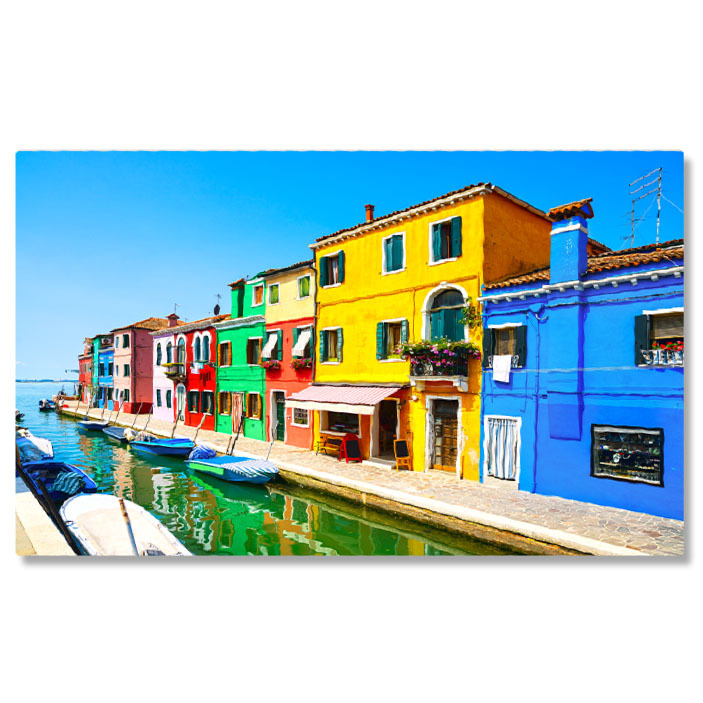 Tablou Canvas Insula Burano: Canal, Case Colorate, Strada, Venetia, Burano, calatorie, arhitectura 4960 40x25CM [1]