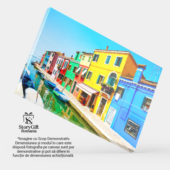 Tablou Canvas Insula Burano: Canal, Case Colorate, Strada, Venetia, Burano, calatorie, arhitectura 4960 40x25CM [4]