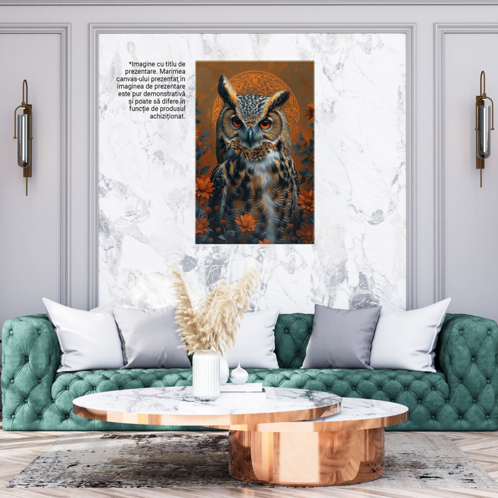 Bufnița și Înțelepciunea Nopții - Ochi Luminoși în Pictură Digitală, Marime 40x25CM [3]