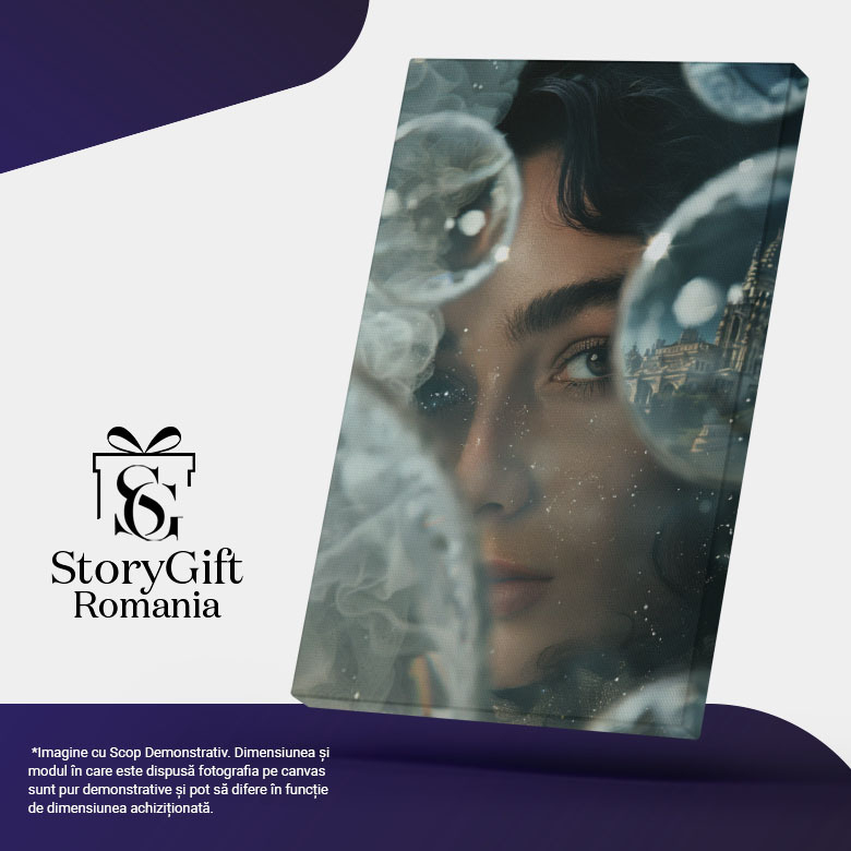 Tablou Canvas: Interpretarea prin Ochiul Doamnei Visele din Baloanele de Aer Portret Pictura Digitala 40x25CM [5]