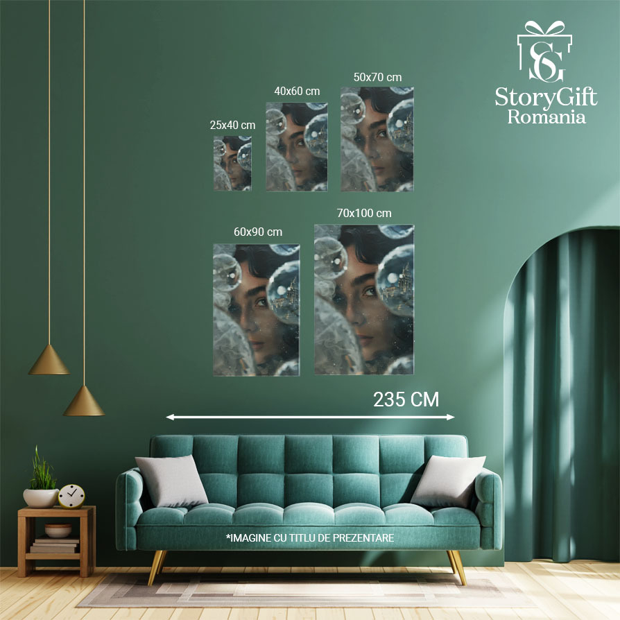 Tablou Canvas: Interpretarea prin Ochiul Doamnei Visele din Baloanele de Aer Portret Pictura Digitala 40x25CM [4]